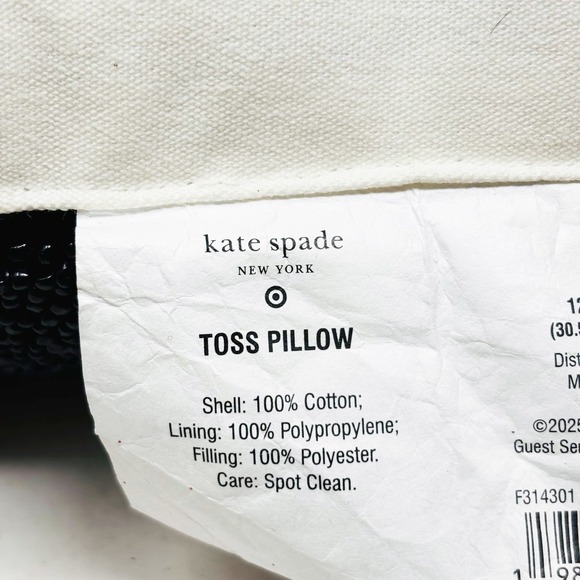 Kate Spade Target Beaded Toss Pillow Black White Take It Easy 12x18 - Picture 7 of 9